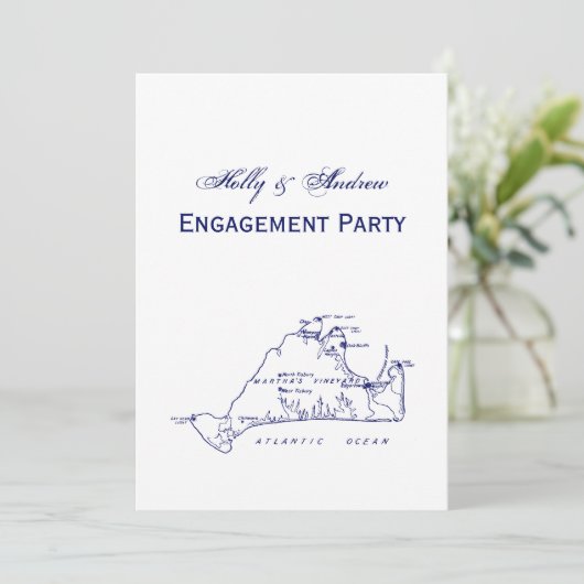 Martha's Vineyard  Map #1 Navy Blue Kaart (Staand voorkant)