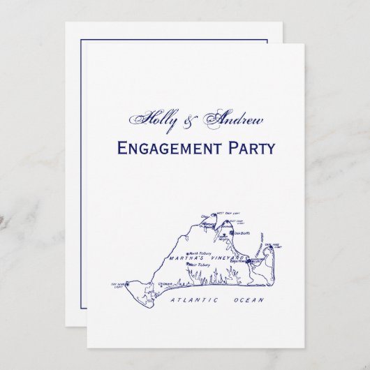Martha's Vineyard  Map #1 Navy Blue Kaart (Voorkant / Achterkant)