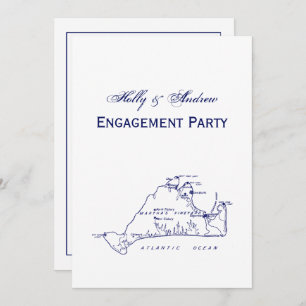 Martha's Vineyard Map #1 Navy Blue Kaart