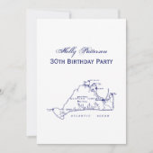 Martha's Vineyard  Map #1 Navy Blue Kaart (Voorkant)