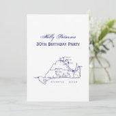 Martha's Vineyard  Map #1 Navy Blue Kaart (Staand voorkant)