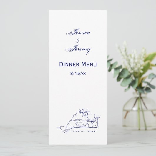 Martha's Vineyard Map #1 Navy Blue Kaart (Staand voorkant)