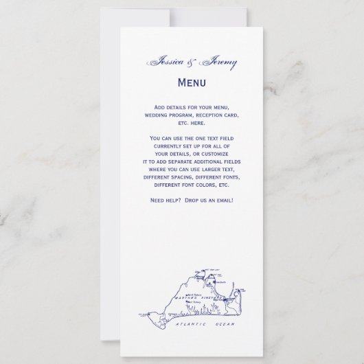 Martha's Vineyard Map #1 Navy Blue Kaart (Achterkant)