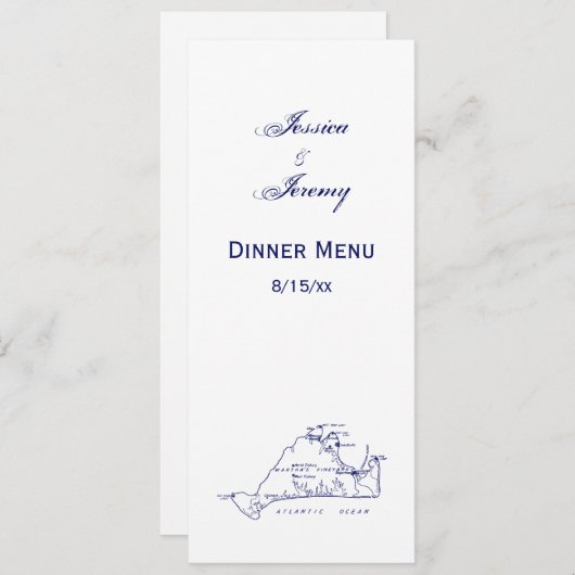 Martha's Vineyard  Map #1 Navy Blue Kaart (Voorkant / Achterkant)