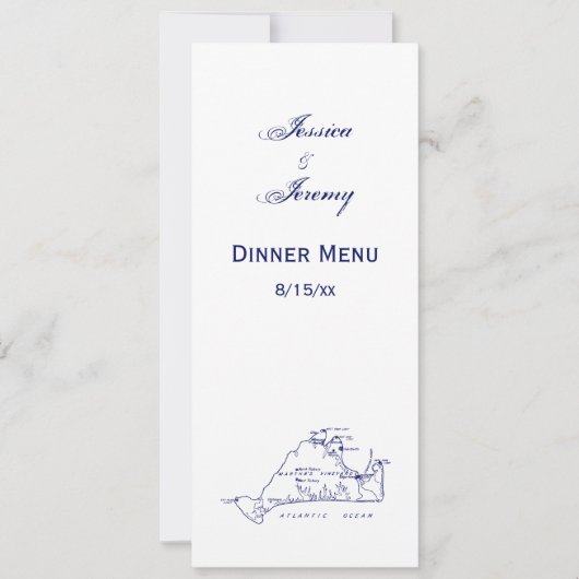 Martha's Vineyard  Map #1 Navy Blue Kaart (Voorkant)