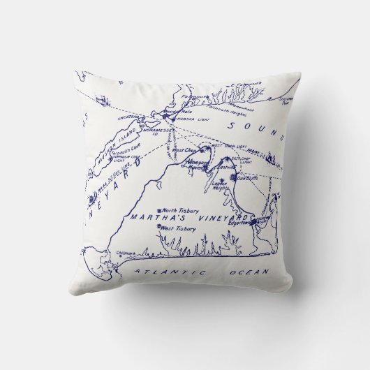 Martha's Vineyard  Map #1 Navy Blue Kussen (Achterkant)