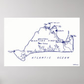 Martha's Vineyard  Map #1 Navy Blue Poster (Voorkant)