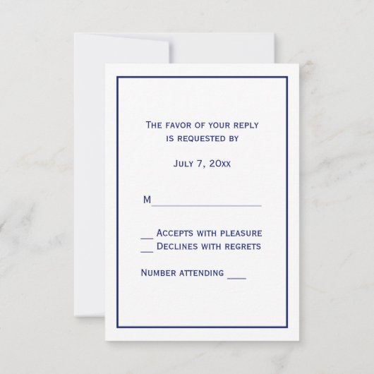 Martha's Vineyard  Map #1 Navy Blue RSVP Kaartje (Achterkant)