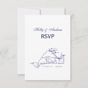 Martha's Vineyard  Map #1 Navy Blue RSVP Kaartje