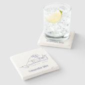 Martha's Vineyard  Map #1 Navy Blue Stenen Onderzetter (Zijkant)