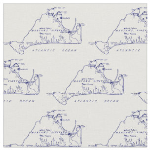 Martha's Vineyard Map #1 Navy Blue Stof