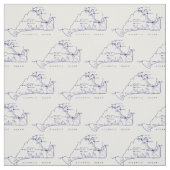 Martha's Vineyard  Map #1 Navy Blue Stof (Swatch)