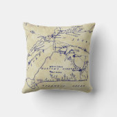 Martha's Vineyard  Map #1 Navy Blue Tea Stn Kussen (Achterkant)