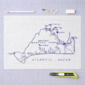 Martha's Vineyard  Map #1 Navy Blue Tissuepapier (Craft)