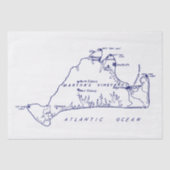 Martha's Vineyard  Map #1 Navy Blue Tissuepapier (Voorkant)