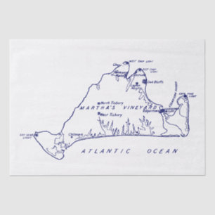 Martha's Vineyard  Map #1 Navy Blue Tissuepapier