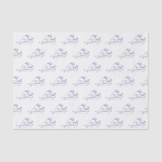 Martha's Vineyard Map #1 Navy Blue Tissuepapier (Voorkant)
