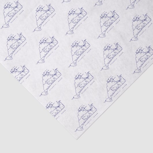 Martha's Vineyard  Map #1 Navy Blue Tissuepapier (Detail)