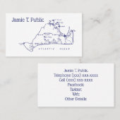 Martha's Vineyard  Map #1 Navy Blue Visitekaartje (Voorkant / Achterkant)