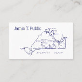 Martha's Vineyard  Map #1 Navy Blue Visitekaartje (Voorkant)