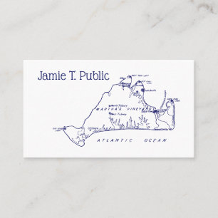 Martha's Vineyard  Map #1 Navy Blue Visitekaartje