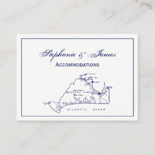 Martha's Vineyard  Map #1 Navy Blue Visitekaartje