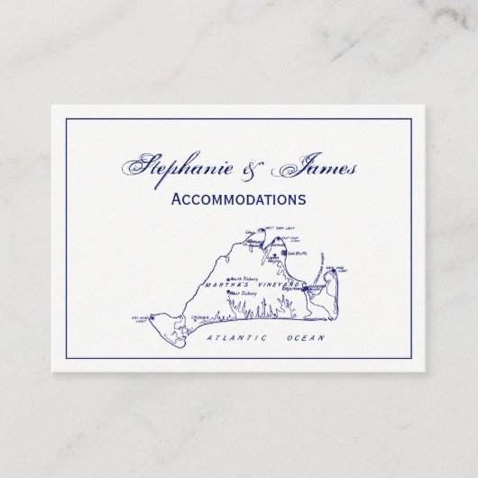Martha's Vineyard  Map #1 Navy Blue Visitekaartje (Voorkant)
