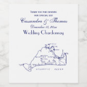 Martha's Vineyard  Map #1 Navy Blue Wijn Etiket (Enkel label)
