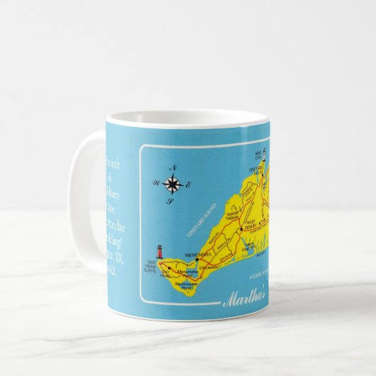 Martha's Vineyard Map Aangepaste Mok (Voorkant links)