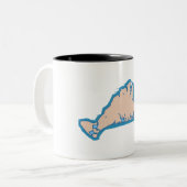 Martha's Vineyard "Map" Design. Tweekleurige Koffiemok (Voorkant links)