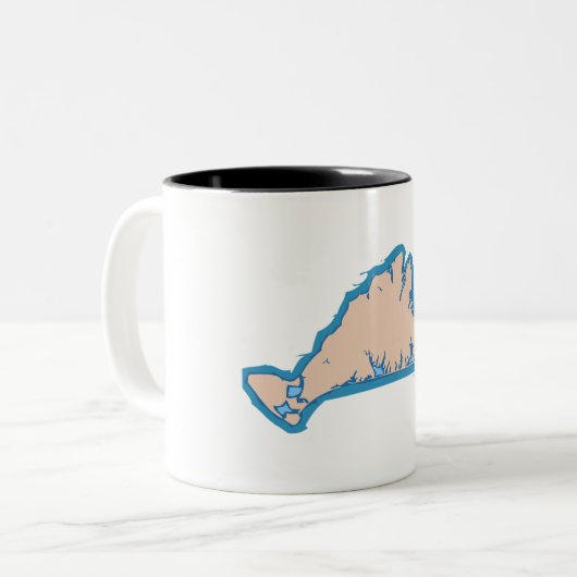 Martha's Vineyard "Map" Design. Tweekleurige Koffiemok (Voorkant links)