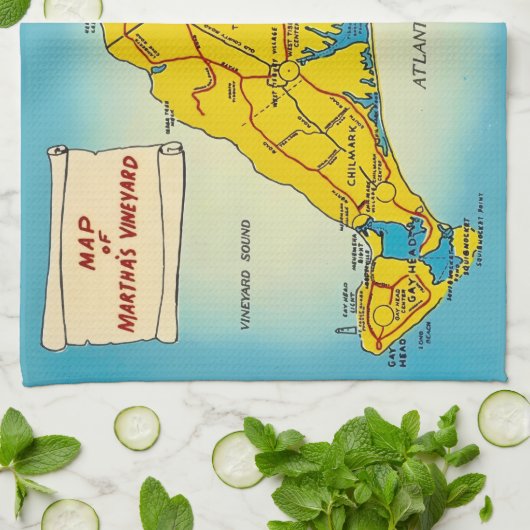 Martha's Vineyard Map Theedoek (Gevouwen)