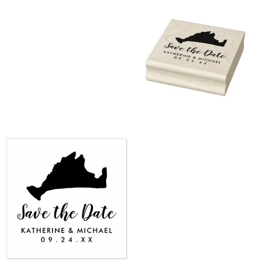 Marthas Vineyard Map Wedding Save the Date Rubberstempel (Gestempeld)