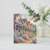 Martha's Vineyard Massachusetts Illustratie Retro Briefkaart (Staand voorkant)