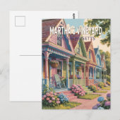 Martha's Vineyard Massachusetts Illustratie Retro Briefkaart (Voorkant / Achterkant)