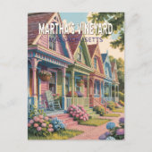 Martha's Vineyard Massachusetts Illustratie Retro Briefkaart (Voorkant)