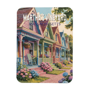 Martha's Vineyard Massachusetts Illustratie Retro Magneet