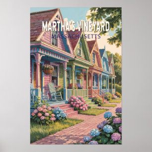 Martha's Vineyard Massachusetts Illustratie Retro Poster