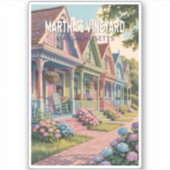 Martha's Vineyard Massachusetts Illustratie Retro Sticker (Voorkant)