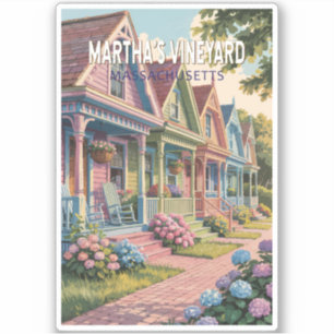 Martha's Vineyard Massachusetts Illustratie Retro Sticker