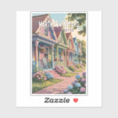 Martha's Vineyard Massachusetts Illustratie Retro Sticker (Vel)