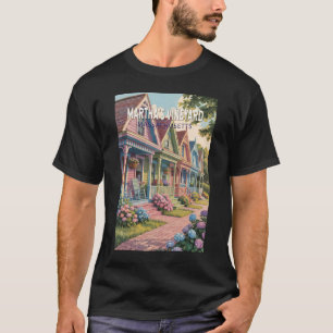 Martha's Vineyard Massachusetts Illustratie Retro T-shirt