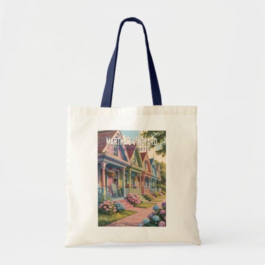 Martha's Vineyard Massachusetts Illustratie Retro Tote Bag (Voorkant)
