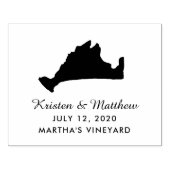 Marthas Vineyard Massachusetts Kaart Bruiloft Datu Rubberstempel (Afrduk)