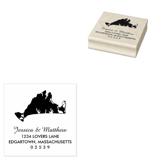 Marthas Vineyard Massachusetts Map Wedding Rubberstempel (Gestempeld)