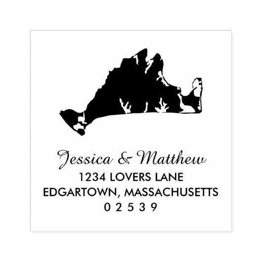 Marthas Vineyard Massachusetts Map Wedding Rubberstempel (Afrduk)