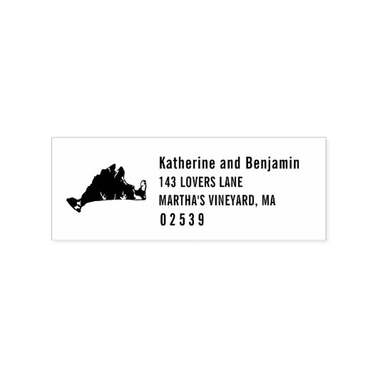 Marthas Vineyard Massachusetts Solid Kaart Bruilof Rubberstempel (Gestempeld)