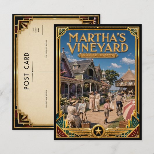 Martha's Vineyard Massachusetts Vintage Art Deco Briefkaart (Voorkant / Achterkant)