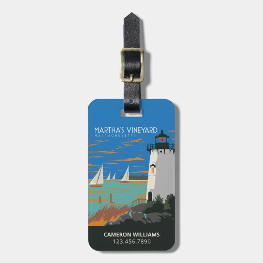 Martha's Vineyard, Massachusetts | Vuurtoren Bagagelabel (Voorkant verticaal)