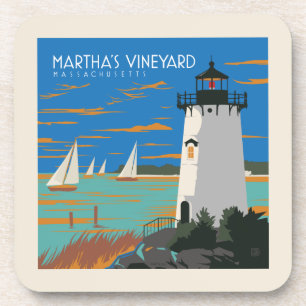 Martha's Vineyard, Massachusetts   Vuurtoren Bier Onderzetter